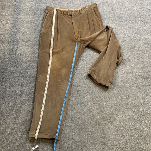 Vintage Santorelli Pants Mens 36 Mocha Como 2 Corduroy Cotton Pleated Trouser - Picture 9 of 16